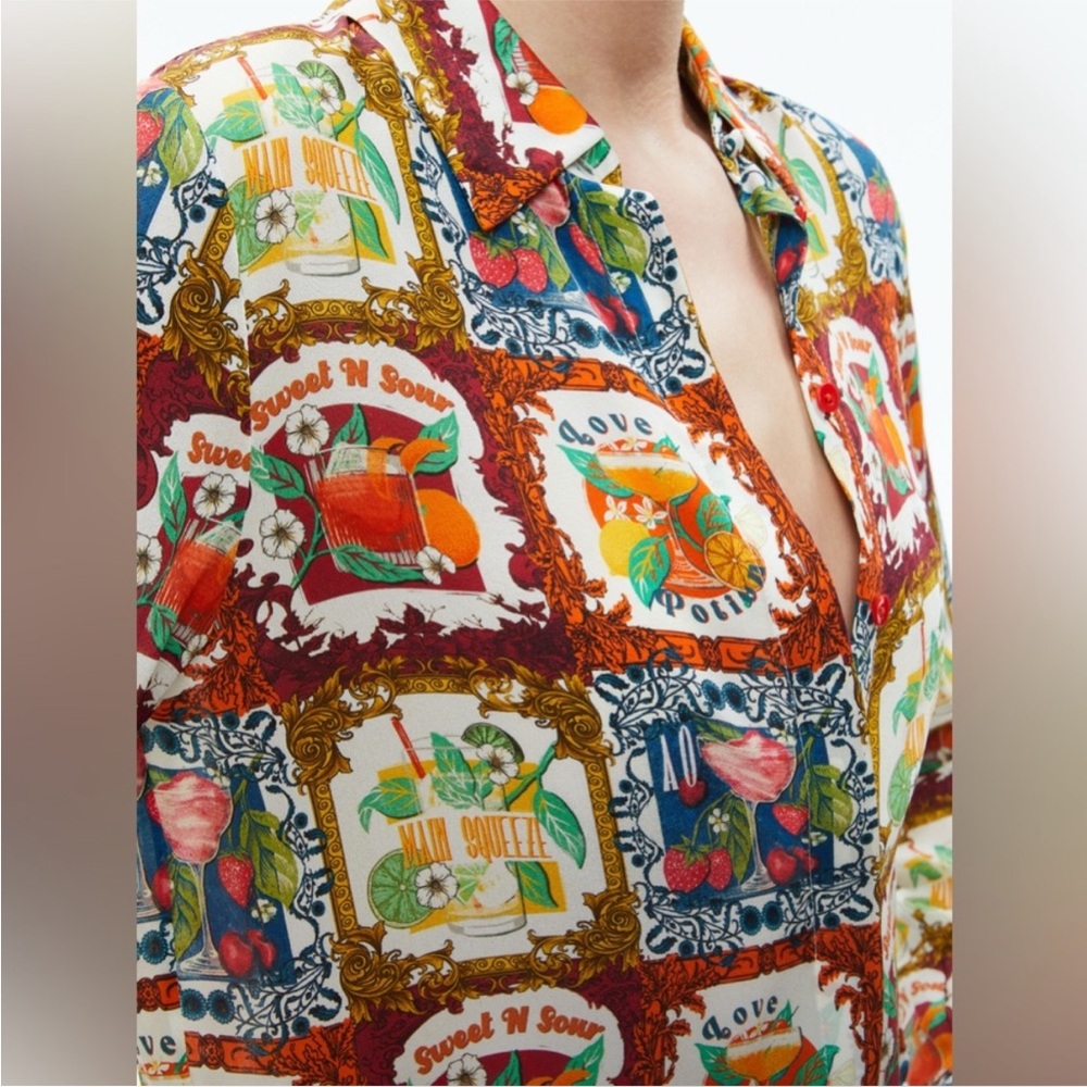 Alice + Olivia Willa Patterned Button Down Silk S… - image 2